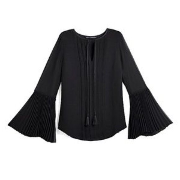 White House Black Market Maggie Pleated Sleeve Blouse in Black - Picture 11 of 14